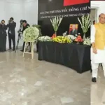 Shri Rajnath Singh pays tribute to General Secretary of the Central Committee of Communist Party of Vietnam Mr Nguyen Phu Trong at Vietnam Embassy in New Delhi