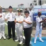 Indian Coast Guard (ICG) Offshore Patrol Vessel Sujay, with an integral helicopter, on August 21, 2024, made a port call at Jakarta, Indonesia for a two-day visit, as part of its ongoing overseas deployment to East Asia. In a maiden initiative, two women ICG officers onboard the ship embarked on the Overseas Deployment to represent ‘Women in Maritime Security and Safety’. They will interact & participate in bilateral cooperative engagements.  