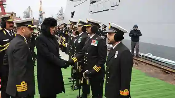 INS Tushil, latest multi role stealth guided missile frigate, commissioned into Indian Navy in the presence of Raksha Mantri Shri Rajnath Singh in Russia