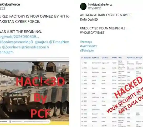 Pakistan Cyber Force Claims Data Breach of Indian Military Engineering Service and Defence Institute, Attempts Website Defacement of Armoured Vehicle Nigam Limited
