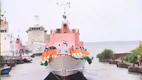 Goa Shipyard launches ICGS ATAL Fast Patrol Vessel for  Indian Coast Guard