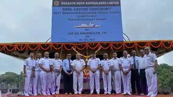 Keel Laid for First Next Generation Offshore Patrol Vessel of ICG at MDL Mumbai