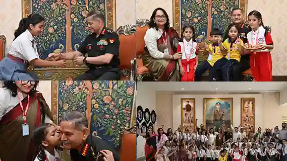 CHILDREN TIE RAKHI TO INDIAN ARMY CHIEF: A SACRED BOND OF PROTECTION AND TRUST