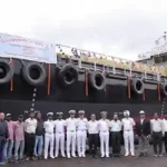 LAUNCH OF ELEVENTH AMMUNITION CUM TORPEDO CUM MISSILE (ACTCM) BARGE, LSAM 25 (YARD 135)