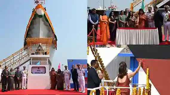 LAUNCH OF FIRST NEXT GENERATION OFFSHORE PATROL VESSEL (YARD 1280, SHACHI) AT M/S GSL, GOA