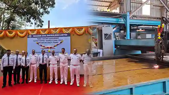 Keel Laying of FPV-4 & Plate Cutting Ceremony for FPV-7 for Indian Coast Guard