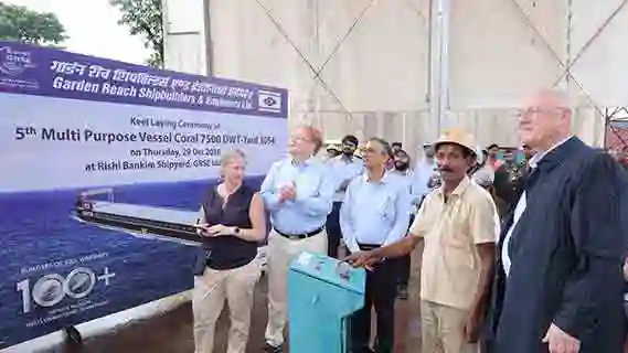 GRSE Achieves Another Milestone in German Export Project with Keel Laying of Fifth MPV